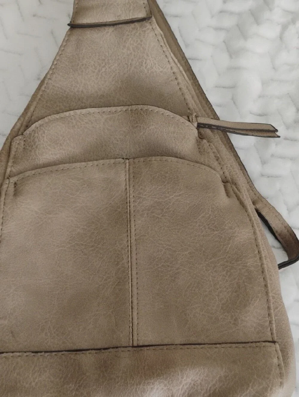 Girls Neutral Taupe Leather Sling Bag - Unbranded